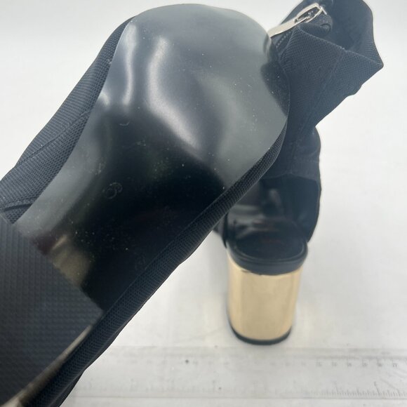 Black Dressy Peep Toe Side Zipper Chunky Heel Slingback Sandals Party Ankle Boot - Picture 5 of 6